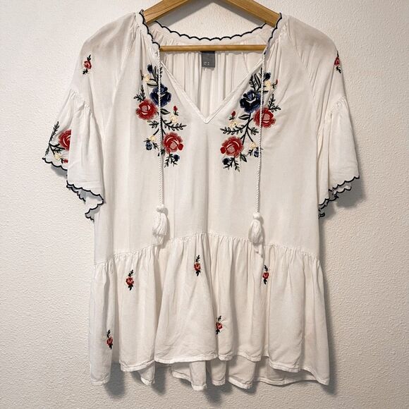 Lindex Boho Embroidered Peasant Blouse M - Picture 1 of 8